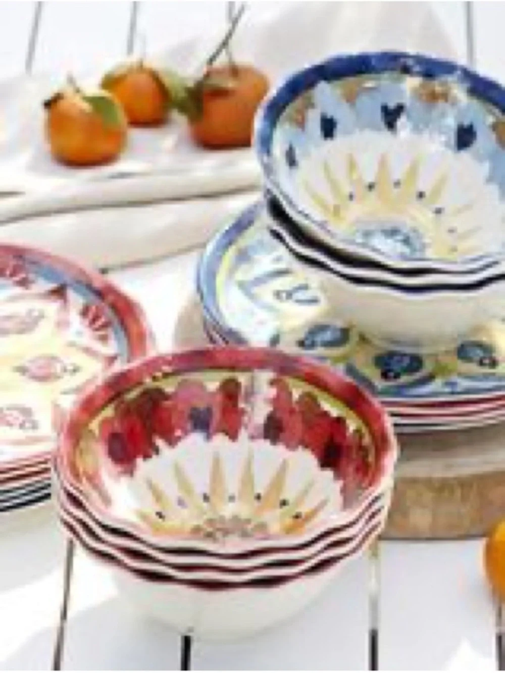 New Pottery Barn Cabo Tray and Bowl Set, Red, S/4